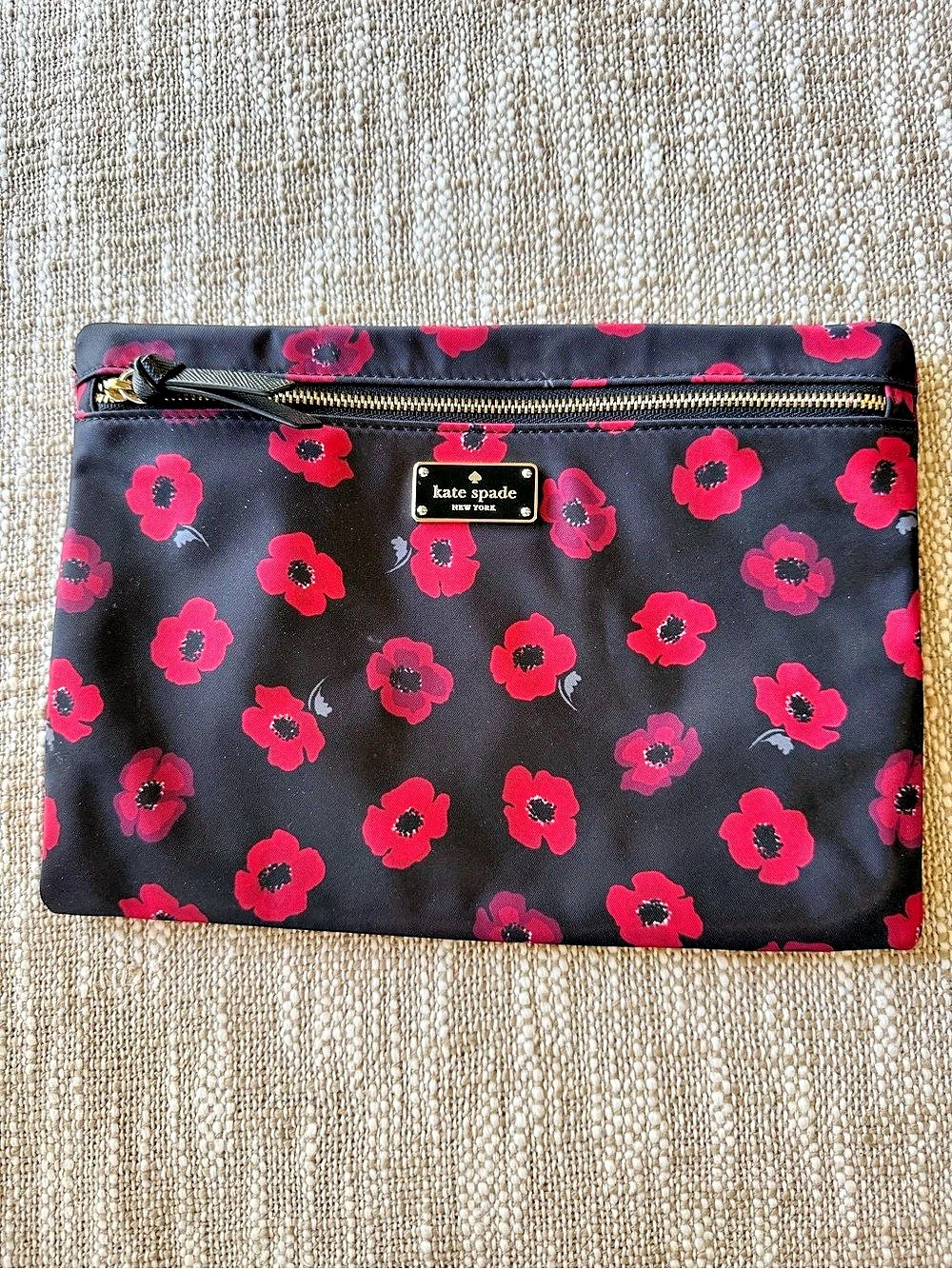 Kate Spade Floral Cosmetic Pouch in Black & Pink